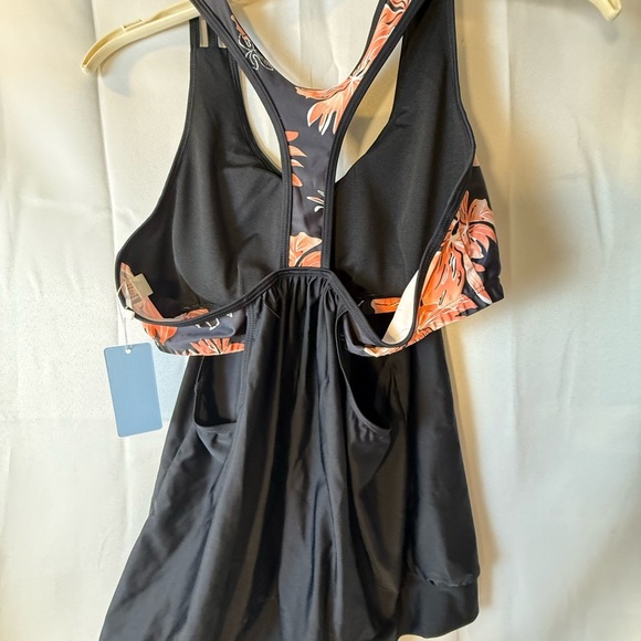 Younique Black and Orange Floral Women's Swimsuit - Picture 1 of 11